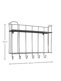 Metall-Wandregal Hedda mit Haken, Metall, beschichtet, Dunkelbraun, B 60 x H 48 cm