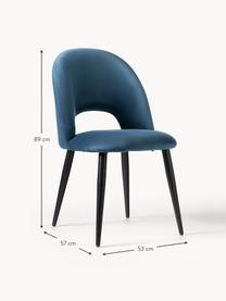 Fluwelen stoel Rachel, Bekleding: fluweel (100 % polyester), Poten: gepoedercoat metaal, Fluweel donkerblauw, B 53 x D 57 cm