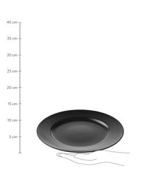 Speiseteller Groove mit Rillenstruktur, 4 Stück, Steingut, Schwarz, Ø 27 x H 1 cm