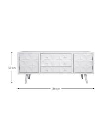 Mueble TV Diamandio, Estructura: madera de abeto, tablero , Blanco, An 136 x Al 59 cm