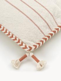 Baumwoll-Kissenhülle Okiro mit Quasten, 100% Baumwolle, Beige, Terrakotta, B 45 x L 45 cm