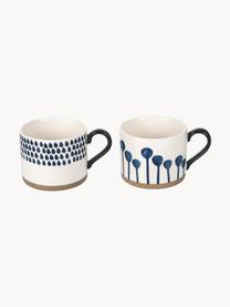 Tazas Masai, 2 uds., Porcelana Fine Bone China (fina de hueso)
Fine Bone China es una pasta de porcelana fosfática que se caracteriza por su brillo radiante y translúcido, Azul y blanco estampado, Ø 8 x Al 8 cm, 400 ml