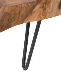 Tavolino legno di teak marrone Natura, Piano del tavolo: legno di teak, Gambe: metallo rivestito, Marrone, nero, Larg. 80 x Prof. 98 cm