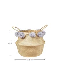 Handgefertigter Aufbewahrungskorb Belly aus Seegras, Korb: 100 % natürliches Seegras, Beige, Grau, Ø 35 x H 30 cm