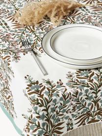 Tischdecke Jasmine mit Blumenmuster, 100 % Baumwolle, Olivgrün, Braun, Off White, 6-8 Personen (B 150 x L 250 cm)
