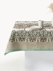 Tischdecke Jasmine mit Blumenmuster, 100 % Baumwolle, Olivgrün, Braun, Off White, 6-8 Personen (B 150 x L 250 cm)