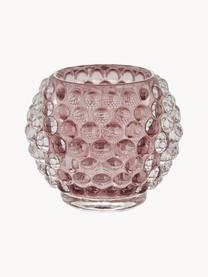 Handgefertigter Teelichthalter Doria, Glas, Rosa, Ø 9 x H 8 cm
