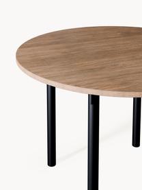 Tavolo rotondo Mavi, Ø 110 cm, Gambe: metallo rivestito, Legno di quercia, nero, Ø 110 cm