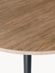 Ronde eettafel Mavi, Ø 110 cm, Tafelblad: MDF met eikenhoutfineer, , Poten: gecoat metaal, Eikenhout, zwart, Ø 110 cm