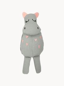 Peluche enfant coton Hippo, Gris, rose, larg. 8 x haut. 25 cm