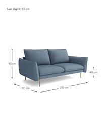 Sofá de terciopelo Largo (3 plazas), Tapizado: terciopelo (100% poliéste, Estructura: madera de haya, aglomerad, Patas: metal con pintura en polv, Terciopelo azul claro, An 210 x F 110 cm