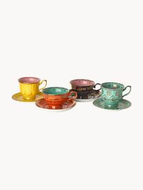 Set de tazas de té con platitos Grandma, 4 uds., Porcelana, Multicolor, Set de diferentes tamaños