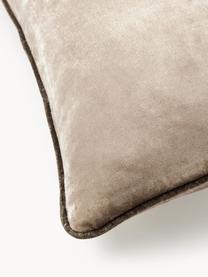 Poszewka na poduszkę z aksamitu Seraphina, Aksamit (51% bawełna, 49% wiskoza), Taupe, biały, S 50 x D 50 cm