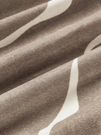 Housse de coussin en velours Seraphina, Velours (51 % coton, 49 % viscose), Taupe, blanc, larg. 50 x long. 50 cm