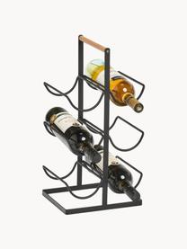 Casier à vin pour 6 bouteilles Hadena, Noir, bois clair, larg. 24 x haut. 46 cm