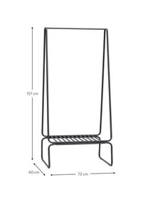 Wieszak stojący z metalu z półką Apply, Metal powlekany, Czarny, S 72 x W 157 cm
