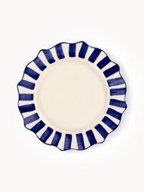 Handgemaakte dinerbord Scalloped, Keramiek, Donkerblauw, wit, Ø 27 cm