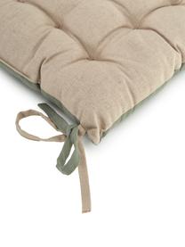 Dubbelzijdig stoelkussen Duo in kaki/beige, Kakikleurig, lichtbeige, B 40 x L 40 cm