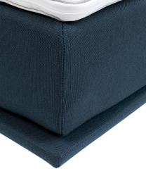 Boxspringbett Luna in Dunkelblau, Korpus: Massives Buchenholz, lack, Bezug: 100% Polyester, Webstoff Blau, 180 x 200 cm