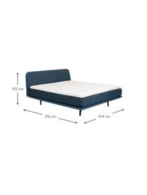 Letto boxspring in tessuto blu Luna, Rivestimento: 100% poliestere, Piedini: legno massiccio di faggio, Tessuto blu, 180 x 200 cm