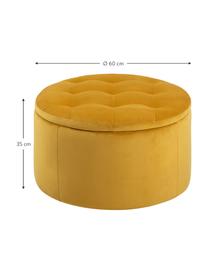 Pouf contenitore in velluto giallo Retina, Rivestimento: velluto di poliestere Con, Struttura: pannello di fibra a media, Giallo, Ø 60 x Alt. 35 cm