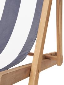 Tumbona plegable de madera de acacia Jola, Estructura: madera de acacia, aceitad, Asiento: tejido (100% poliéster), Madera de acacia, azul oscuro, blanco, An 58 x Al 98 cm
