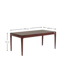 Eettafel Brooklyn, Sheeshamhout, geëgaliseerde beits met walnootkleurige verf op waterbasis, Notenhoutkleurig, B 200 x D 100 cm