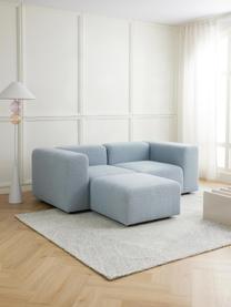 Modulares Bouclé-Sofa Lena (3-Sitzer) mit Hocker, Bezug: Bouclé (93 % Polyester, 6, Gestell: Kiefernholz, Schichtholz,, Bouclé Hellblau, B 209 x T 181 cm