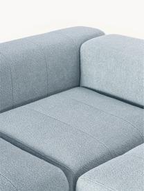 Modulares Bouclé-Sofa Lena (3-Sitzer) mit Hocker, Bezug: Bouclé (93 % Polyester, 6, Gestell: Kiefernholz, Schichtholz,, Füße: Kunststoff, Bouclé Hellblau, B 209 x T 181 cm