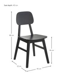 Sillas de madera Akina, 2 uds., Asiento: madera contrachapada chap, Patas: madera de fresno, Negro, An 45 x Al 86 cm