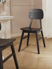 Sillas de madera Akina, 2 uds., Asiento: madera contrachapada chap, Patas: madera de fresno, Negro, An 45 x Al 86 cm