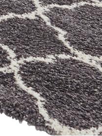 Tapis poils longs gris crème Grace, Gris foncé, crème