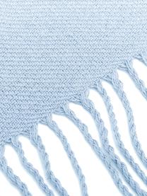 Koc z bawełny z frędzlami Madison, 100% bawełna, Jasny niebieski, S 140 x D 170 cm