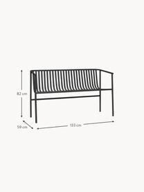 Banc de jardin en métal Villa, Acier inoxydable, Noir, larg. 133 x prof. 59 cm