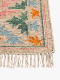 Tapis kilim à finition frangée, tissé main Zohra, 90 % laine, 10 % coton

Les tapis en laine peuvent perdre des fibres lors des premières semaines et des peluches peuvent se former, ce phénomène est naturel et diminue à mesure de votre usage et du temps, Multicolore, larg. 120 x long. 170 cm (taille S)