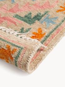 Tappeto kilim tessuto a mano con bordi a frange Zohra, 90% lana, 10% cotone

Nel caso dei tappeti di lana, le fibre possono staccarsi nelle prime settimane di utilizzo, questo si riduce con l'uso quotidiano e la formazione di lanugine diminuisce, Multicolore, Larg. 120 x Lung. 170 cm (taglia S)