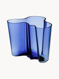 Vaso in vetro soffiato Alvar Aalto, alt. 16 cm, Vetro soffiato, Blu trasparente, Larg. 21 x Alt. 16 cm