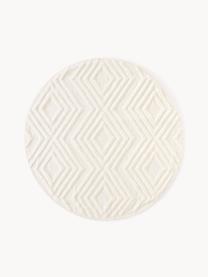 Kulatý bavlněný koberec s vystouplým vzorem Ziggy, 100 % bavlna, Krémově bílá, Ø 120 cm (velikost S)