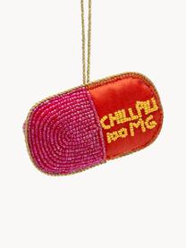 Baumanhänger Chill Pill, 40 % Kunststoffperlen, 30 % Polyester, 30 % Schaumstoff, Pink, Rot, Sonnengelb, Goldfarben, B 10 x H 6 cm