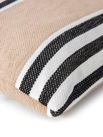 Housse de coussin rectangulaire rayures Palermo, Couleur sable, blanc, noir