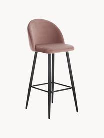 Tabouret de bar en velours Amy, Velours rose, larg. 45 x haut. 103 cm