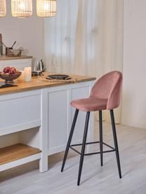 Tabouret de bar en velours Amy, Velours rose, larg. 45 x haut. 103 cm