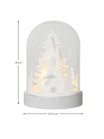 Svítící LED dekorace na baterie Reindeer, Dřevovláknitá deska střední hustoty, umělá hmota, sklo, Bílá, transparentní, Ø 13 cm, V 18 cm