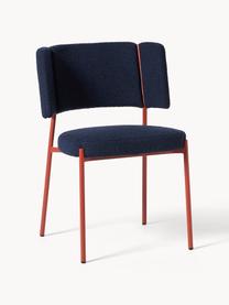 Chaises rembourrées en bouclette Samantha, 2 pièces, Bouclette bleu foncé, pieds rouges, larg. 55 x prof. 55 cm