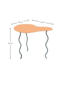 Table d'appoint métal Squiggle, Métal, enduit, Orange, gris, larg. 34 x long. 35 cm