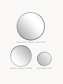 Rundes Wandspiegel-Set Lacie, 3er-Set, Rahmen: Metall, pulverbeschichtet, Rückseite: Mitteldichte Holzfaserpla, Spiegelfläche: Spiegelglas, Schwarz, Set mit verschiedenen Grössen