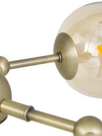 Design Pendelleuchte Atom aus Glas, Lampenschirm: Glas, Baldachin: Kunststoff, Bernsteinfarben, Messingfarben, Ø 57 x H 28 cm