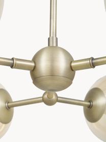 Design hanglamp Atom van glas, Lampenkap: glas, Baldakijn: kunststof, Messingkleurig, amberkleurig, Ø 57 x H 28 cm