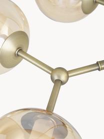 Design hanglamp Atom van glas, Lampenkap: glas, Baldakijn: kunststof, Messingkleurig, amberkleurig, Ø 57 x H 28 cm