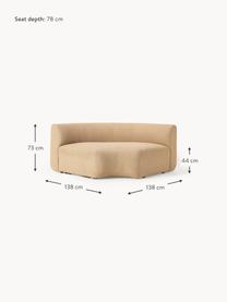 Modulo angolare curvo in bouclé Sofia, Rivestimento: bouclé (100 % poliestere), Struttura: legno di abete rosso, cer, Piedini: plastica, Bouclé beige, Larg. 138 x Prof. 138 cm